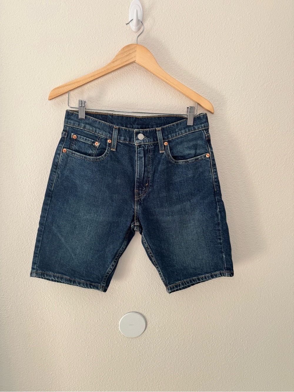 Levi's Dark Blue Denim Jean Shorts  30” waist 9” inseam
